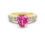 Yellow gold Heart Cut Cut Channel Set Diamond Engagement Ring with Four-Prong Setting