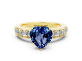 Yellow gold Heart Cut Cut Channel Set Diamond Engagement Ring with Four-Prong Setting