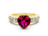 Yellow gold Heart Cut Cut Channel Set Diamond Engagement Ring with Four-Prong Setting