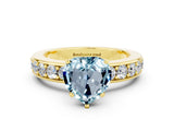 Yellow gold Heart Cut Cut Channel Set Diamond Engagement Ring with Four-Prong Setting