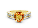 Yellow gold Heart Cut Cut Channel Set Diamond Engagement Ring with Four-Prong Setting