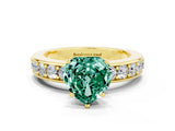 Yellow gold Heart Cut Cut Channel Set Diamond Engagement Ring with Four-Prong Setting