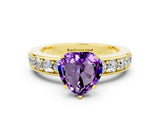 Yellow gold Heart Cut Cut Channel Set Diamond Engagement Ring with Four-Prong Setting
