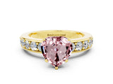 Yellow gold Heart Cut Cut Channel Set Diamond Engagement Ring with Four-Prong Setting