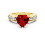 Yellow gold Heart Cut Cut Channel Set Diamond Engagement Ring with Four-Prong Setting