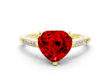 Yellow gold Heart Cut Cut Channel Set Solitaire Engagement Ring with Four-Prong Setting
