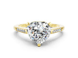 Yellow gold Heart Cut Cut Channel Set Solitaire Engagement Ring with Four-Prong Setting