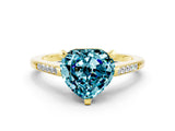 Yellow gold Heart Cut Cut Channel Set Solitaire Engagement Ring with Four-Prong Setting