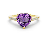 Yellow gold Heart Cut Cut Channel Set Solitaire Engagement Ring with Four-Prong Setting