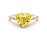 Yellow gold Heart Cut Cut Channel Set Solitaire Engagement Ring with Four-Prong Setting