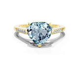 Yellow gold Heart Cut Cut Channel Set Solitaire Engagement Ring with Four-Prong Setting