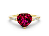 Yellow gold Heart Cut Cut Channel Set Solitaire Engagement Ring with Four-Prong Setting