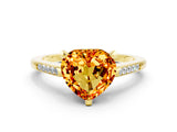 Yellow gold Heart Cut Cut Channel Set Solitaire Engagement Ring with Four-Prong Setting