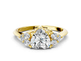 Yellow gold Heart Cut Cut Diamond Cluster Ring with Solitaire Band and Four-Prong Setting_15