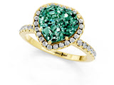 Yellow gold Heart Cut Cut Diamond Floral Halo Engagement Ring with Pavé Band and Prong Setting_1