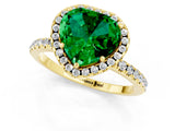 Yellow gold Heart Cut Cut Diamond Floral Halo Engagement Ring with Pavé Band and Prong Setting_1