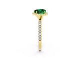 Yellow gold Heart Cut Cut Diamond Floral Halo Engagement Ring with Pavé Band and Prong Setting_2