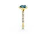 Yellow gold Heart Cut Cut Diamond Floral Halo Engagement Ring with Pavé Band and Prong Setting_2