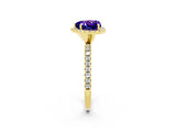 Yellow gold Heart Cut Cut Diamond Floral Halo Engagement Ring with Pavé Band and Prong Setting_2