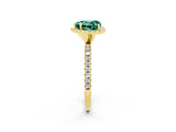 Yellow gold Heart Cut Cut Diamond Floral Halo Engagement Ring with Pavé Band and Prong Setting_2