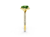 Yellow gold Heart Cut Cut Diamond Floral Halo Engagement Ring with Pavé Band and Prong Setting_2