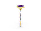 Yellow gold Heart Cut Cut Diamond Floral Halo Engagement Ring with Pavé Band and Prong Setting_2