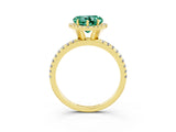 Yellow gold Heart Cut Cut Diamond Floral Halo Engagement Ring with Pavé Band and Prong Setting_3