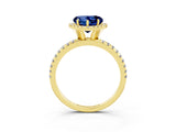 Yellow gold Heart Cut Cut Diamond Floral Halo Engagement Ring with Pavé Band and Prong Setting_3