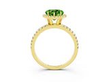 Yellow gold Heart Cut Cut Diamond Floral Halo Engagement Ring with Pavé Band and Prong Setting_3