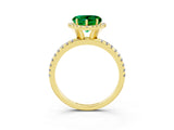 Yellow gold Heart Cut Cut Diamond Floral Halo Engagement Ring with Pavé Band and Prong Setting_3