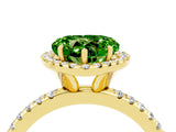 Yellow gold Heart Cut Cut Diamond Floral Halo Engagement Ring with Pavé Band and Prong Setting_4