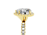 Yellow gold Heart Cut Cut Diamond Floral Halo Engagement Ring with Pavé Band and Prong Setting_5