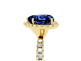 Yellow gold Heart Cut Cut Diamond Floral Halo Engagement Ring with Pavé Band and Prong Setting_5