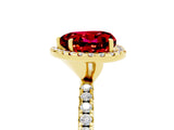 Yellow gold Heart Cut Cut Diamond Floral Halo Engagement Ring with Pavé Band and Prong Setting_5