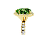 Yellow gold Heart Cut Cut Diamond Floral Halo Engagement Ring with Pavé Band and Prong Setting_5
