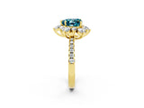 Yellow gold Heart Cut Cut Diamond Floral Halo Pave Band with Prong Setting_2