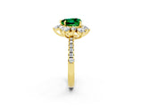 Yellow gold Heart Cut Cut Diamond Floral Halo Pave Band with Prong Setting_2