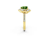 Yellow gold Heart Cut Cut Diamond Floral Halo Pave Band with Prong Setting_2