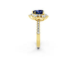 Yellow gold Heart Cut Cut Diamond Floral Halo Pave Band with Prong Setting_2