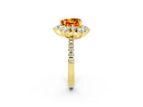 Yellow gold Heart Cut Cut Diamond Floral Halo Pave Band with Prong Setting_2