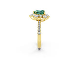 Yellow gold Heart Cut Cut Diamond Floral Halo Pave Band with Prong Setting_2