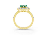 Yellow gold Heart Cut Cut Diamond Floral Halo Pave Band with Prong Setting_3