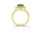 Yellow gold Heart Cut Cut Diamond Floral Halo Pave Band with Prong Setting_3