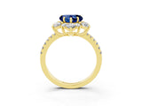 Yellow gold Heart Cut Cut Diamond Floral Halo Pave Band with Prong Setting_3