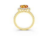Yellow gold Heart Cut Cut Diamond Floral Halo Pave Band with Prong Setting_3