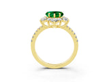 Yellow gold Heart Cut Cut Diamond Floral Halo Pave Band with Prong Setting_3
