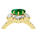 Yellow gold Heart Cut Cut Diamond Floral Halo Pave Band with Prong Setting_4