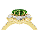 Yellow gold Heart Cut Cut Diamond Floral Halo Pave Band with Prong Setting_4