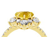 Yellow gold Heart Cut Cut Diamond Floral Halo Pave Band with Prong Setting_4