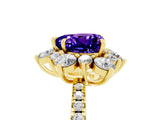 Yellow gold Heart Cut Cut Diamond Floral Halo Pave Band with Prong Setting_5